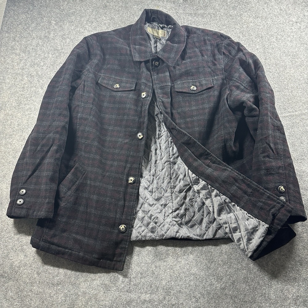 Vtg Y2K Utex Jacket Mens XXL Wool Plaid Quilted‎ Lined Heavyweight